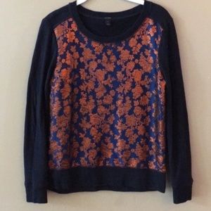⭐️J. Crew blue copper embroidered sweater small
